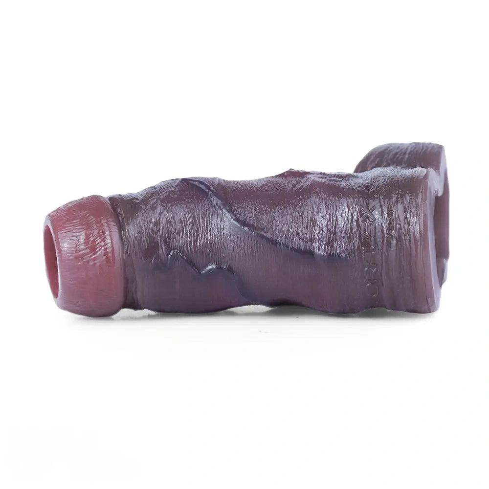 4.13in 4.8in 6.42in Real Skin Platinum Silicone Dildo Sleeve With Testicle Ring