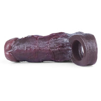 4.13in 4.8in 6.42in Real Skin Platinum Silicone Dildo Sleeve With Testicle Ring