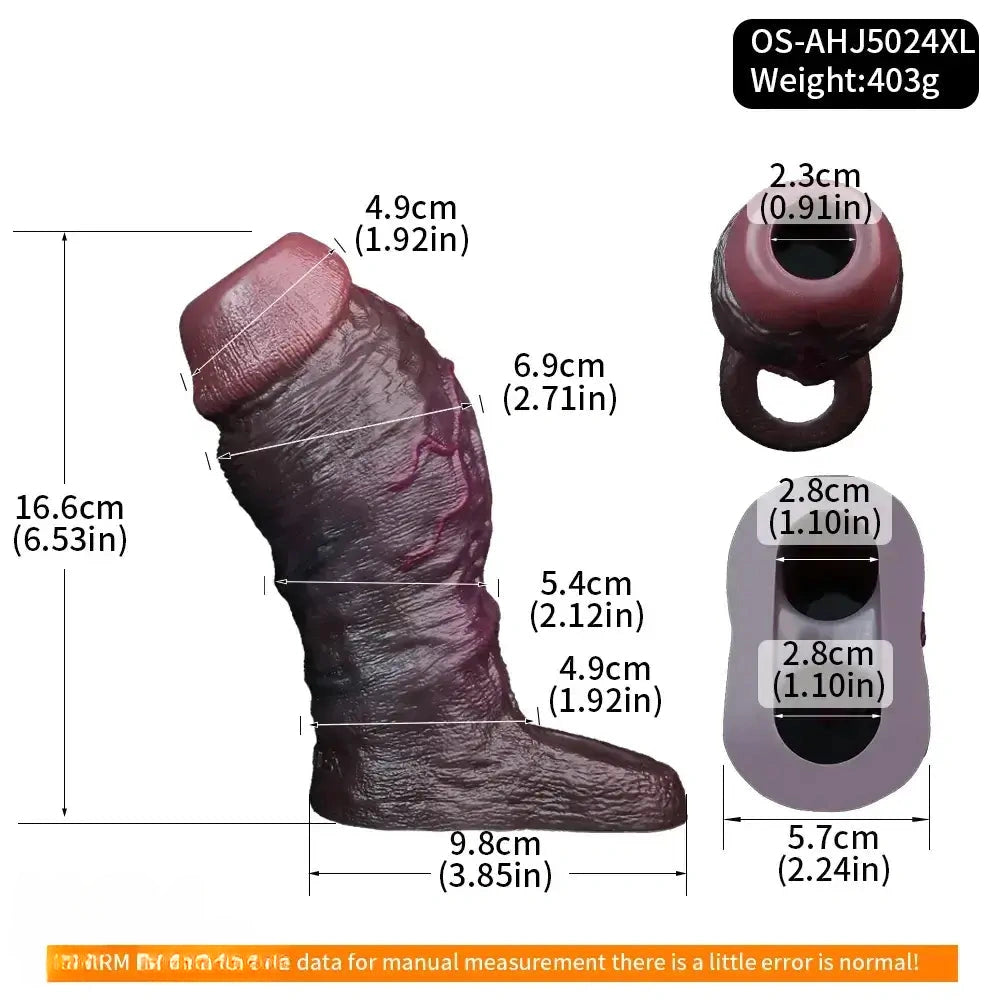 4.13in 4.96in 5.91in 6.53in Real Flexible Realistic Texture Dildo Sleeve