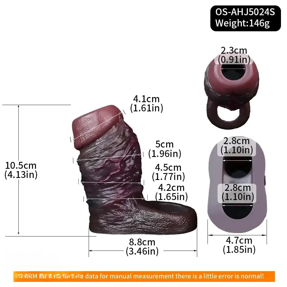 4.13in 4.96in 5.91in 6.53in Real Flexible Realistic Texture Dildo Sleeve