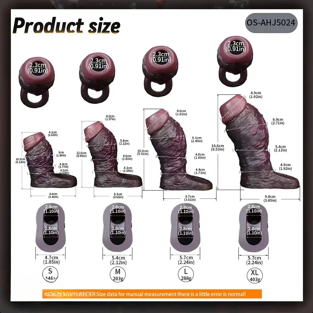 4.13in 4.96in 5.91in 6.53in Real Flexible Realistic Texture Dildo Sleeve