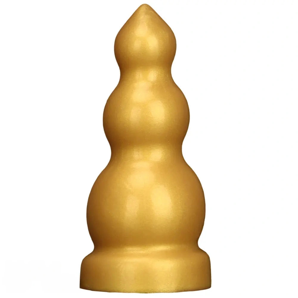 4.13in 5.91in 8.27in 10.63in Golden Silicone Gourd-shaped 3-beads Dildo