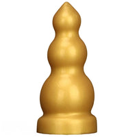 4.13in 5.91in 8.27in 10.63in Golden Silicone Gourd-shaped 3-beads Dildo