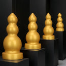 4.13in 5.91in 8.27in 10.63in Golden Silicone Gourd-shaped 3-beads Dildo