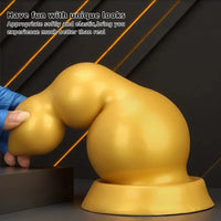 4.13in 5.91in 8.27in 10.63in Golden Silicone Gourd-shaped 3-beads Dildo