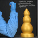 4.13in 5.91in 8.27in 10.63in Golden Silicone Gourd-shaped 3-beads Dildo