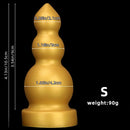4.13in 5.91in 8.27in 10.63in Golden Silicone Gourd-shaped 3-beads Dildo