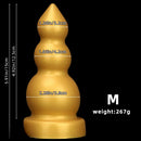 4.13in 5.91in 8.27in 10.63in Golden Silicone Gourd-shaped 3-beads Dildo