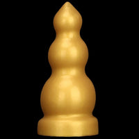 4.13in 5.91in 8.27in 10.63in Golden Silicone Gourd-shaped 3-beads Dildo