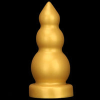 4.13in 5.91in 8.27in 10.63in Golden Silicone Gourd-shaped 3-beads Dildo