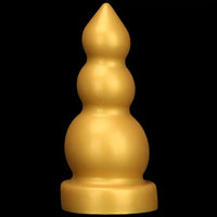 4.13in 5.91in 8.27in 10.63in Golden Silicone Gourd-shaped 3-beads Dildo