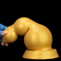 4.13in 5.91in 8.27in 10.63in Golden Silicone Gourd-shaped 3-beads Dildo
