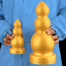 4.13in 5.91in 8.27in 10.63in Golden Silicone Gourd-shaped 3-beads Dildo