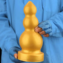 4.13in 5.91in 8.27in 10.63in Golden Silicone Gourd-shaped 3-beads Dildo