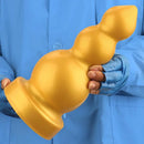 4.13in 5.91in 8.27in 10.63in Golden Silicone Gourd-shaped 3-beads Dildo