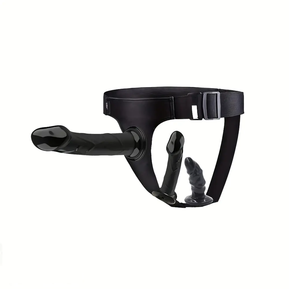 4.13in 5.9in 7.1in Three Detachable Realistic Strap on Dildos with Harness Belt