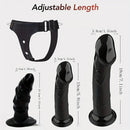 4.13in 5.9in 7.1in Three Detachable Realistic Strap on Dildos with Harness Belt