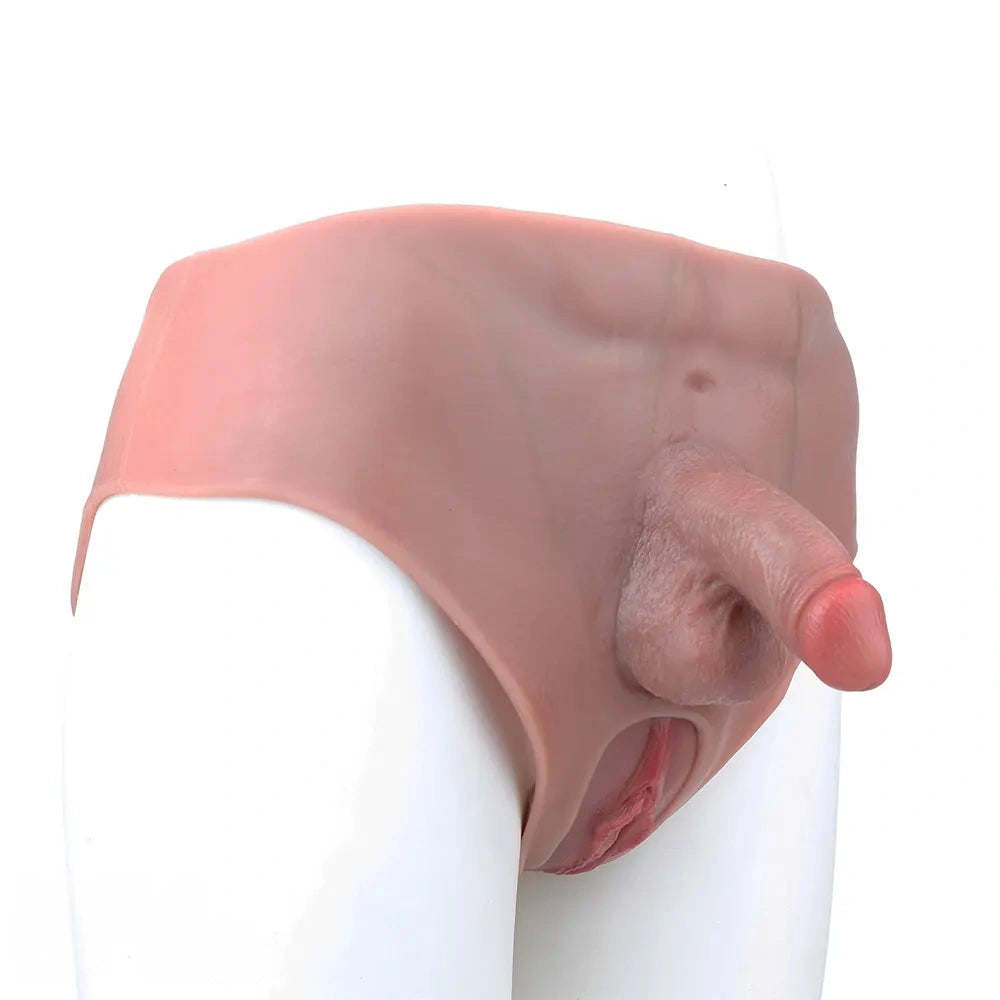 4.13in Realistic Small Solid Dildo Panty For Lesbian With Vaginal Opening