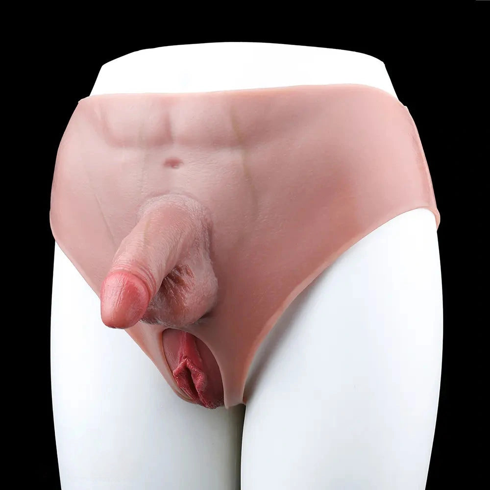 4.13in Realistic Small Solid Dildo Panty For Lesbian With Vaginal Opening