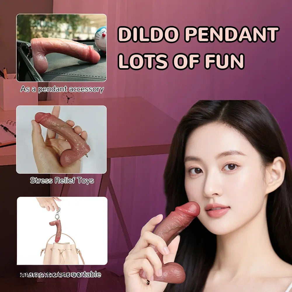 4.13in Silicone Small Soft Lifelike Dildo Key Chain Vaginal Real Masturbator