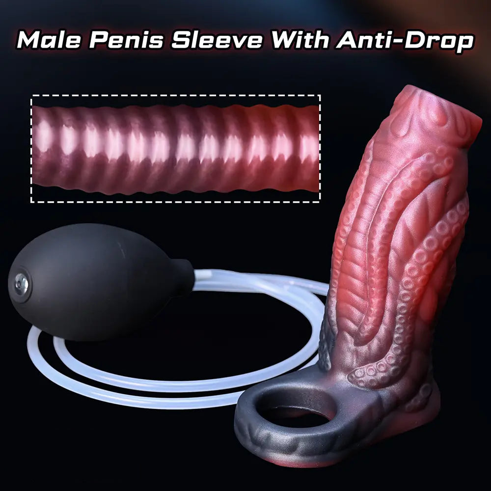4.13in Squirting Tentacle Monster Dildo Sleeve Penis Ring Prevent Dislodgement