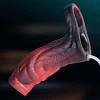 4.13in Squirting Tentacle Monster Dildo Sleeve Penis Ring Prevent Dislodgement