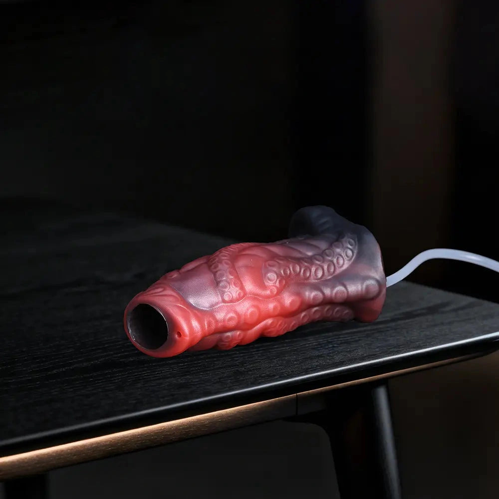 4.13in Squirting Tentacle Monster Dildo Sleeve Penis Ring Prevent Dislodgement