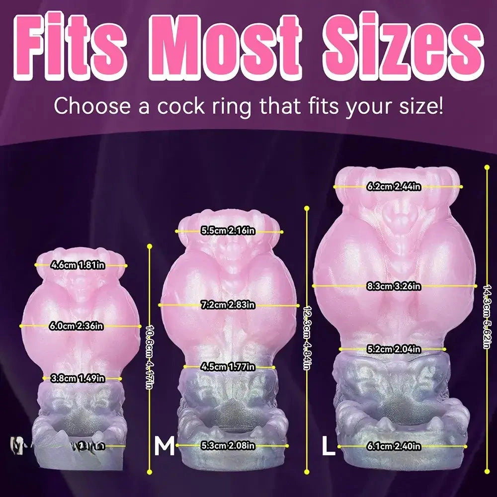 4.17in 4.84in 5.62in Monster Knot Cock Sleeve Dildo Hollow Male Device