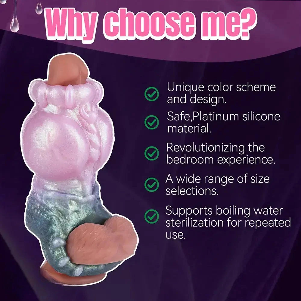 4.17in 4.84in 5.62in Monster Knot Cock Sleeve Dildo Hollow Male Device