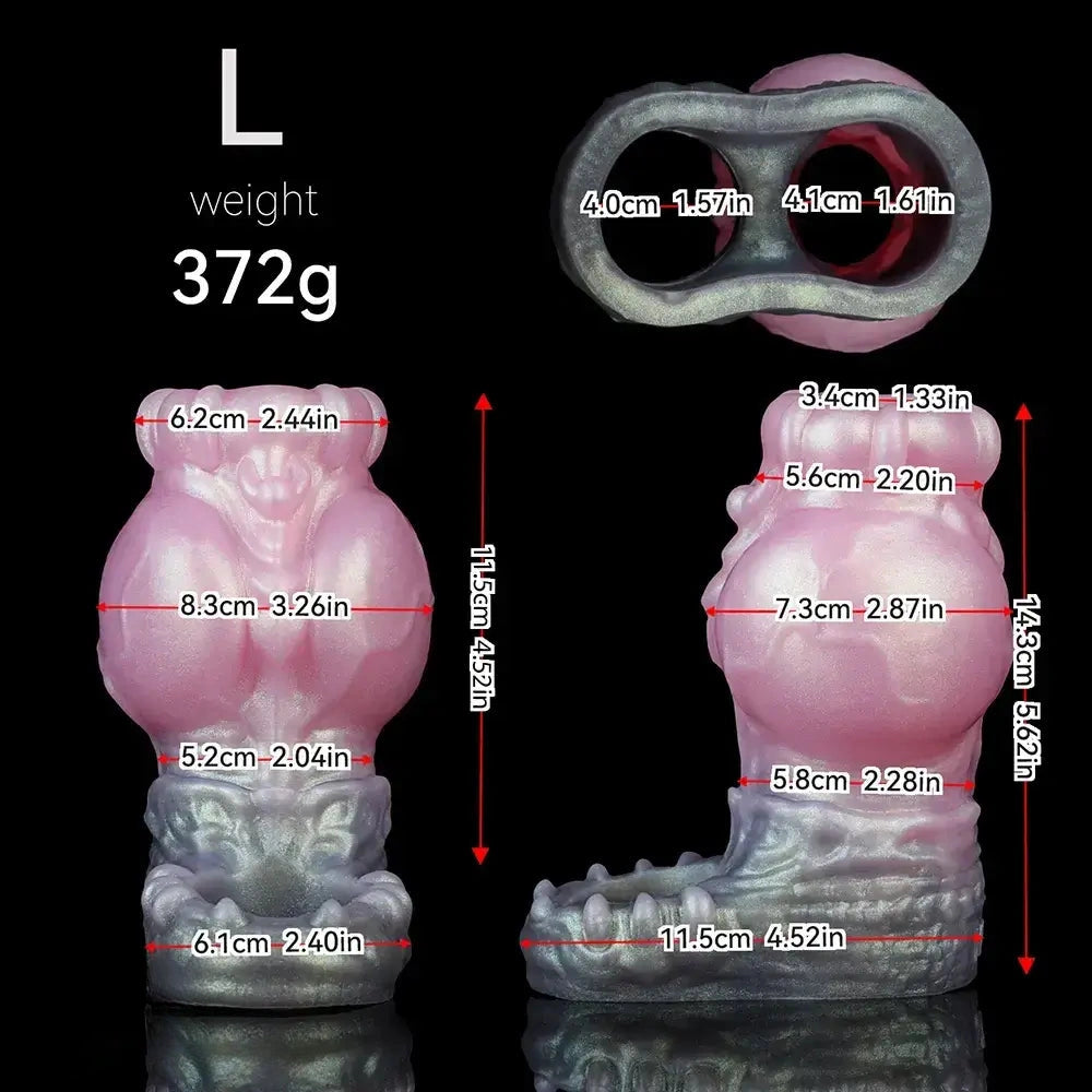 4.17in 4.84in 5.62in Monster Knot Cock Sleeve Dildo Hollow Male Device