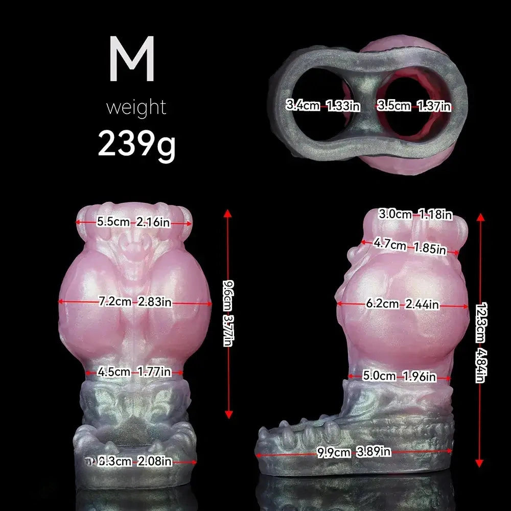 4.17in 4.84in 5.62in Monster Knot Cock Sleeve Dildo Hollow Male Device
