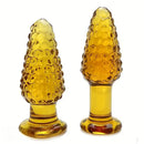 4.1in 4.5in Golden Glass Anal Plug Granular Floating Spiked Small Dildo