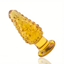 4.1in 4.5in Golden Glass Anal Plug Granular Floating Spiked Small Dildo