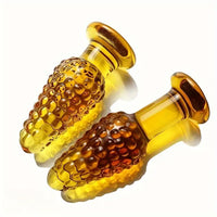 4.1in 4.5in Golden Glass Anal Plug Granular Floating Spiked Small Dildo