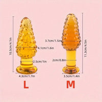 4.1in 4.5in Golden Glass Anal Plug Granular Floating Spiked Small Dildo