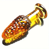 4.1in 4.5in Golden Glass Anal Plug Granular Floating Spiked Small Dildo