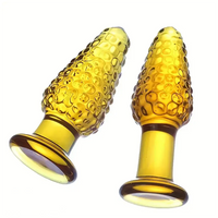 4.1in 4.5in Golden Glass Anal Plug Granular Floating Spiked Small Dildo