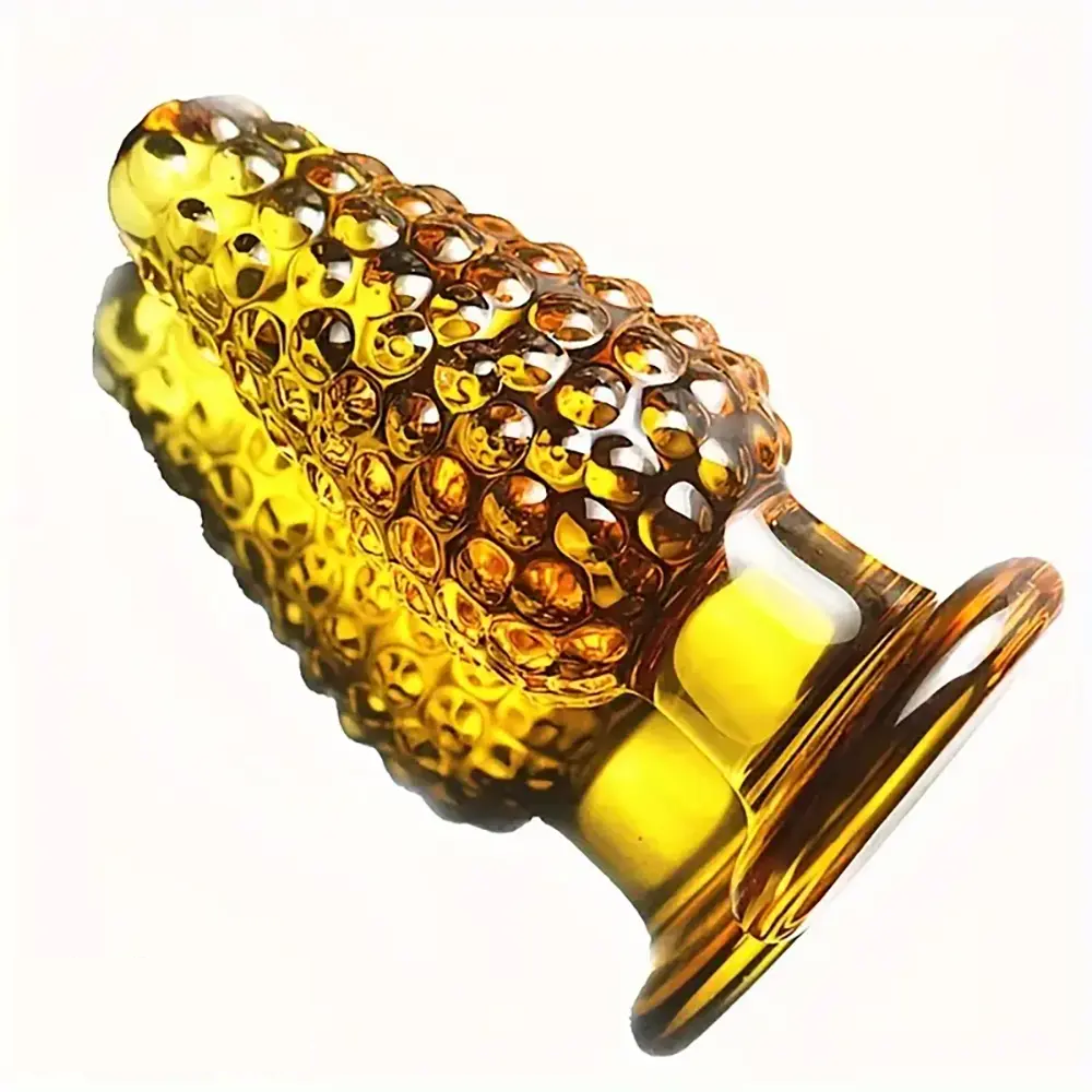 4.1in 4.5in Golden Glass Anal Plug Granular Floating Spiked Small Dildo