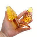 4.1in 4.5in Golden Glass Anal Plug Granular Floating Spiked Small Dildo