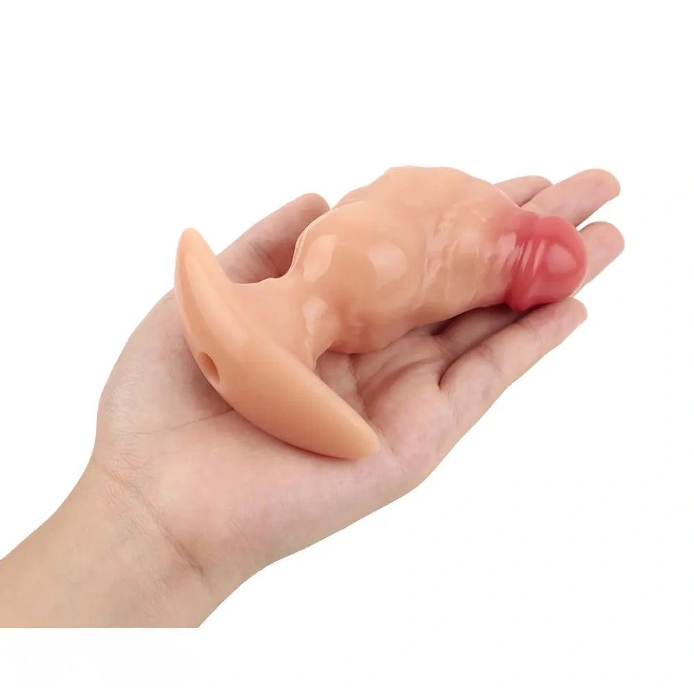 4.1in Fox Tail Wear Anchor Silicone Dildo Butt Plug For BDSM Role Sex Play