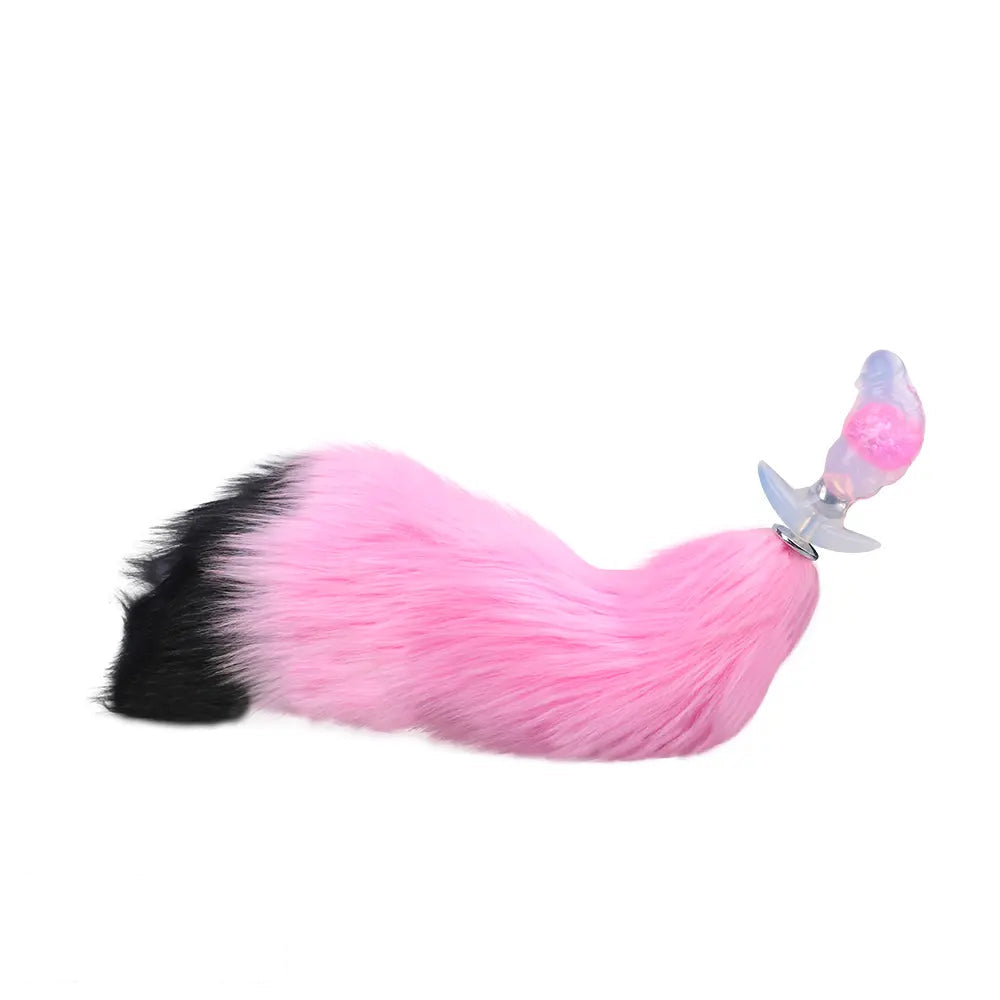 4.1in Fox Tail Wear Anchor Silicone Dildo Butt Plug For BDSM Role Sex Play