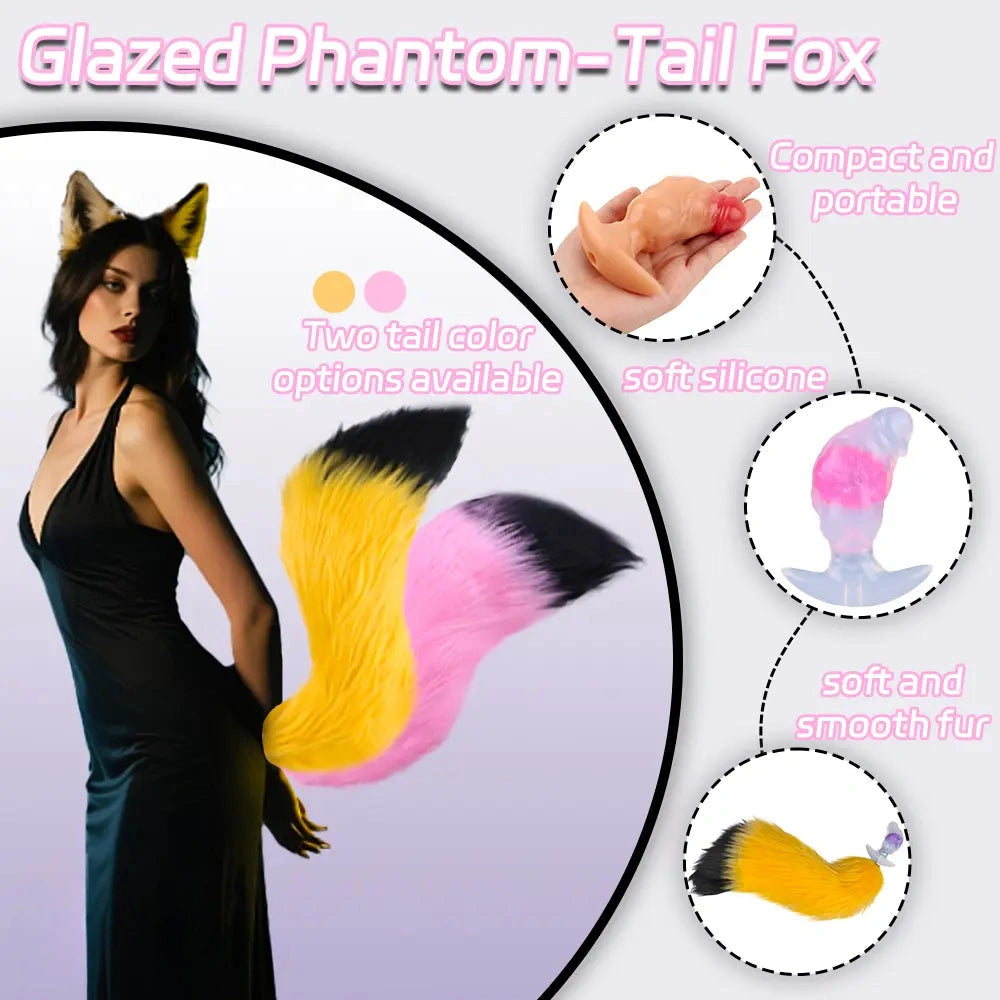 4.1in Fox Tail Wear Anchor Silicone Dildo Butt Plug For BDSM Role Sex Play