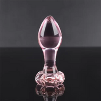 4.1in Small BDSM Glass Flower Bottom Dildo For Women Men Sex Toy