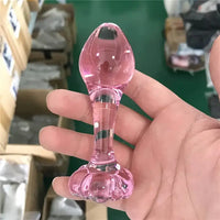 4.1in Small BDSM Glass Flower Bottom Dildo For Women Men Sex Toy