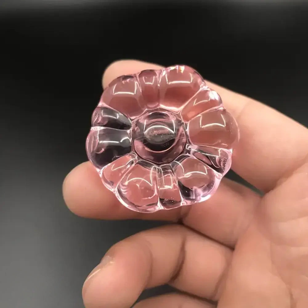4.1in Small BDSM Glass Flower Bottom Dildo For Women Men Sex Toy