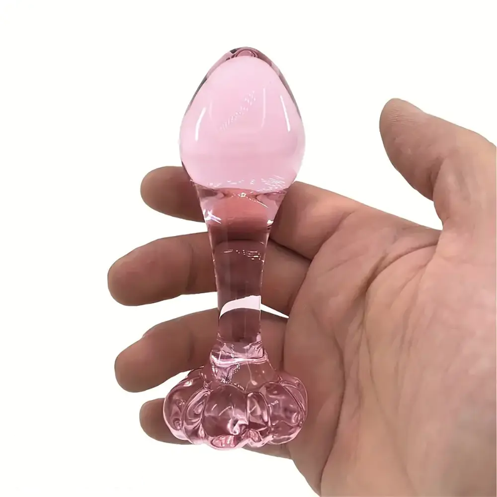 4.1in Small BDSM Glass Flower Bottom Dildo For Women Men Sex Toy