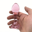 4.1in Small BDSM Glass Flower Bottom Dildo For Women Men Sex Toy