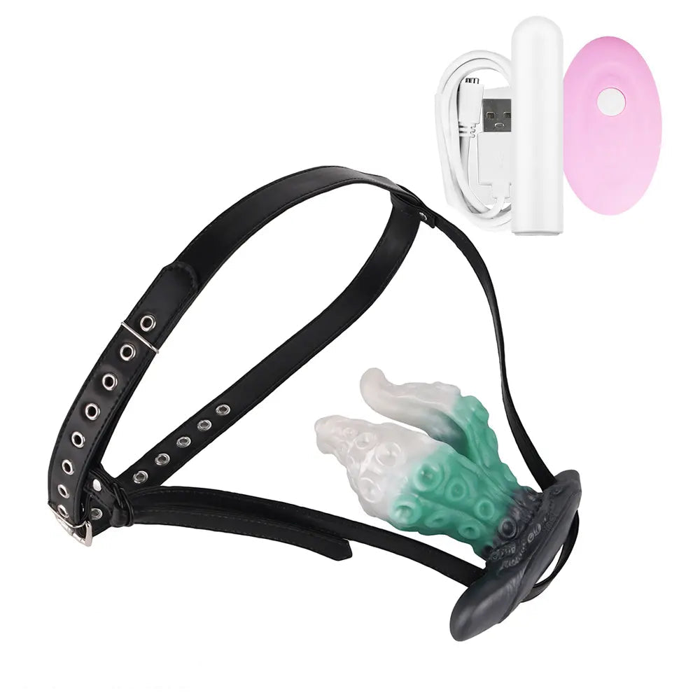4.25in 5.15in 6.22in Fantasy Anchor Strap on Vibrating Mouth Gag Tentacle Dildo