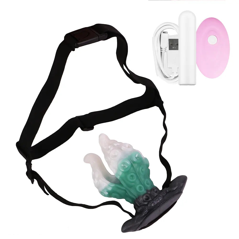 4.25in 5.15in 6.22in Fantasy Anchor Strap on Vibrating Mouth Gag Tentacle Dildo