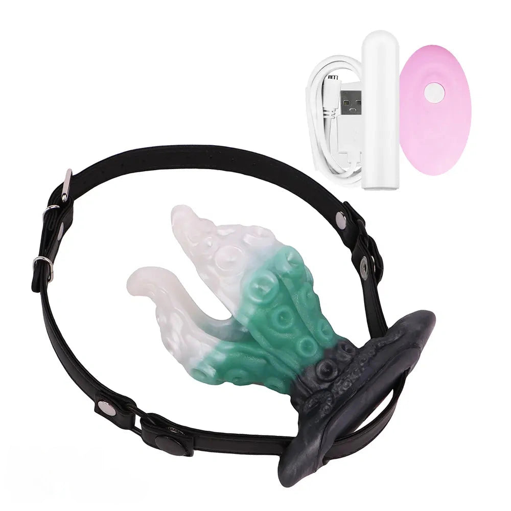 4.25in 5.15in 6.22in Fantasy Anchor Strap on Vibrating Mouth Gag Tentacle Dildo